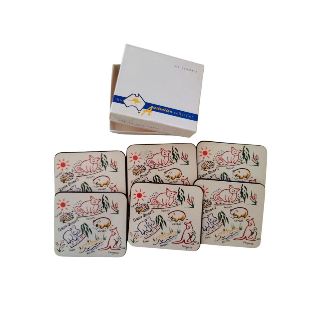 The Australian Collection Aussie Animals Drink Coasters Set Of 6   JJ